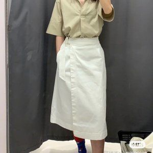 Uniqlo Women Wrap Skirt 433277, White, Size M/ 26"